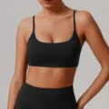 Reggiseno sportivo nero top yoga fitness senza cuciture, gilet atletico imbottito donna. - Nero