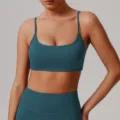 Reggiseno sportivo donna scollo U spalline sottili fitness yoga gilet allenamento top - Blu Badge