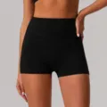 Pantalones cortos de yoga sin costuras negros de talle alto para mujer, fitness sport. - L / Negro