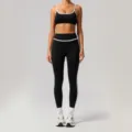 Black and white contrast activewear set, high waist yoga leggings and sports bra, fitness. - XL (Recommended 62.5-67.5kg) / Top And Bottom / Black