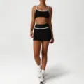 Black athletic sports set, contrasting color yoga outfit, fitness gym activewear for women. - XL (Recommended 125-135 Jin) / Top And Bottom / Bra And Skirt / Black