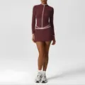 Women athletic dry-fit long sleeve zip top and skirt workout yoga set fitness activewear - XL (Recommended 125-135 Jin) / Top And Bottom / Vinegar Purple
