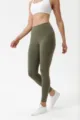 Leggings da yoga a vita alta da donna, pantaloni sportivi traspiranti per fitness. - Taglia S / Verde militare