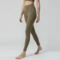 Leggings de yoga taille haute effet nu pour femme, collants de fitness solide. - S / Vert olive