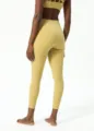 Women high waist brushed yoga pants, naked feel athletic 7/8 leggings, back view variant style. - 10#/L / Olive Yellow
