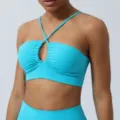 Soutien-gorge de sport turquoise à bretelles croisées, sous-vêtement fitness yoga rembourré. - S / Hauts / Bleu sarcelle
