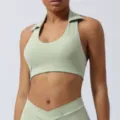 Soutien-gorge de yoga halter vert clair, haut de sport à revers pour femmes, fitness course training. - S / Vert Haricot