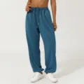 Damen Hochbund Cuffed Lässige Jogginghose in Blau Aktive Sportliche Sweatpants Hose - S / Ozeanblau