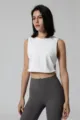 Top corto blanco de yoga, camiseta deportiva sin mangas de fitness para mujer variante. - S / Blanco