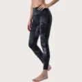 Legging de yoga tie dye taille haute pour femme fitness sport training activewear - Gris Asphalte