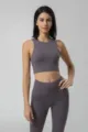 Ensemble crop top de sport sans coutures et pantalon de yoga taille haute pour femme. - L / Hauts / Violet Lotus