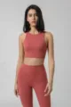 Ensemble yoga sensation nue pour femmes, fitness taille haute poche sport running. - S / Hauts / Sable Violet