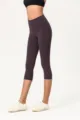 Pantalones de yoga capri de tiro alto para mujer, mallas deportivas suaves y elásticas. - 6# (S) / Púrpura Oscuro