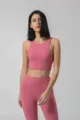 Ensemble de yoga rose pour femmes fitness vetement de sport taille haute vetement gym - S / Hauts / Rose rouge