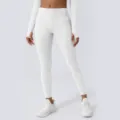Weiß nahtlose aktive Leggings, hohe Taille Fitness Yogahose für Damen Fitnessstudio - Weiß