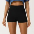 Pantalones cortos de yoga fruncidos talle alto fitness sin costuras push up negros. - S (Recomendado 90-105 jin) / Negro