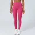 Pantaloni da yoga rosa a vita alta per donna, leggings fitness sportivi ad asciugatura rapida. - Taglia S / Pantaloni e gonne / Rosso rosa