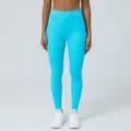 Pantaloni da yoga turchese vita alta donna, leggings sportivi fitness elasticizzati. - Taglia S / Pantaloni e gonne / Blu reale