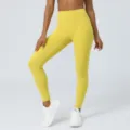 Mallas de yoga sin costuras de cintura alta para mujer, pantalones deportivos fitness amarillo. - S / Amarillo Limón