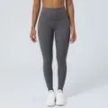 Leggings Yoga Vita Alta Donna Monocolore Fitness Sport Pantalone Corsa Asciugatura Rapida - Taglia S / Pantaloni e gonne / Grigio