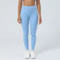 Leggings de yoga taille haute bleu clair, pantalon de sport extensible et respirant. - S / Bleu