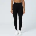 Zwarte hoge taille yogabroek voor dames, sportlegging voor fitness en hardlopen. - Zwart