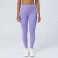 Pantalon de yoga violet taille haute pour femme, legging de sport extensible pour fitness. - S / Violet