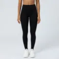 Leggings de yoga taille haute pour femme, pantalon de sport moulant effet nu doux noir. - S / Noir