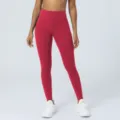 Pantalon de Yoga Rouge Taille Haute Leggings de Fitness Extensible Sport de Femme - Rouge