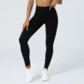 Hoge taille zwarte yoga leggings naadloze workout broek fitness sportkleding dames - Zwart