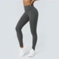 Donkergrijze yoga legging met hoge taille, naadloze sportbroek voor fitness dames. - Grijs