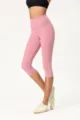 Pantalones de yoga cortos de tiro alto para mujer, tela suave piel de melocotón, deporte. - 10# (L) / Rojo vivo claro