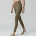 Pantalon de yoga taille haute avec poche femme legging olive sport fitness vetement - S / Bas / Vert olive