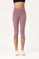 Hohere, gekürzte Damen Yoga Leggings aus doppelt gebürstetem, weichem Stoff für bequemes Training. - Lotusrosa