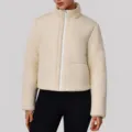 Dames Opstaande Kraag Korte Puffer Jas Beige Winter Warm Rits Jas Bovenkleding - S (Aanbevolen 40-50 kg) / Tops / Abrikoos