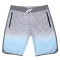Mens quick dry board shorts gradient swim trunks with zipper pockets for beach surf and sport - Size 28 / 170# Grey