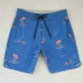 Pantaloncini mare uomo asciugatura rapida stampa tropicale palme vulcano surf - 34 / 073# Blu scuro