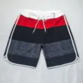 Shorts de plage extensible pour homme, maillot de bain séchage rapide à rayures colorblock. - Taille 28 / Rouge
