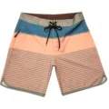Costume mare uomo asciugatura rapida, pantaloncino surf a righe blu e rosa con tasca zip. - 075# Arancione