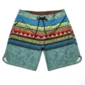 Pantaloncini da mare uomo asciugatura rapida costume con stampa etnica coulisse spiaggia. - 067# Blu