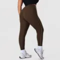 Donkerbruine hoge taille yoga legging voor dames, elastische fitnessbroek voor training. - 1XL / Donker Koffie
