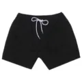 Vista dettagliata di pantaloncini da bagno uomo neri tinta unita con coulisse bianca. - 30 / 808# Nero