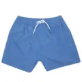 Dettaglio pantaloncini da mare uomo blu unito, costume da surf casual con coulisse. - 30 / 808# Blu
