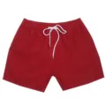Vista dettagliata di pantaloncini da mare rossi da uomo con un cordoncino bianco. - 808# Rosso scuro