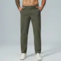 Men's straight quick-dry golf casual trousers olive green outdoor commuter long pants main view - Light Army Green