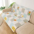 Quilted checkered sofa mat with cute elephant and floral print, soft pet sleeping pad cover. - XS (Length * Width 50*50cm) / Rainbow Elephant