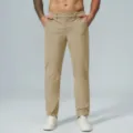 Men's casual golf trousers straight leg quick dry lightweight outdoor commuter pants khaki - S / Light Khaki