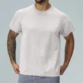 Men's light grey quick-dry short sleeve athletic t-shirt for fitness and outdoor training. - S / Grayish White