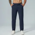 Men's casual quick-dry straight trousers in dark blue, perfect for outdoor golf and daily commute. - S / Navy Blue