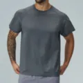 Men's dark gray quick-dry athletic t-shirt, breathable short sleeve training top for outdoor fitness. - S / Turbulence Gray